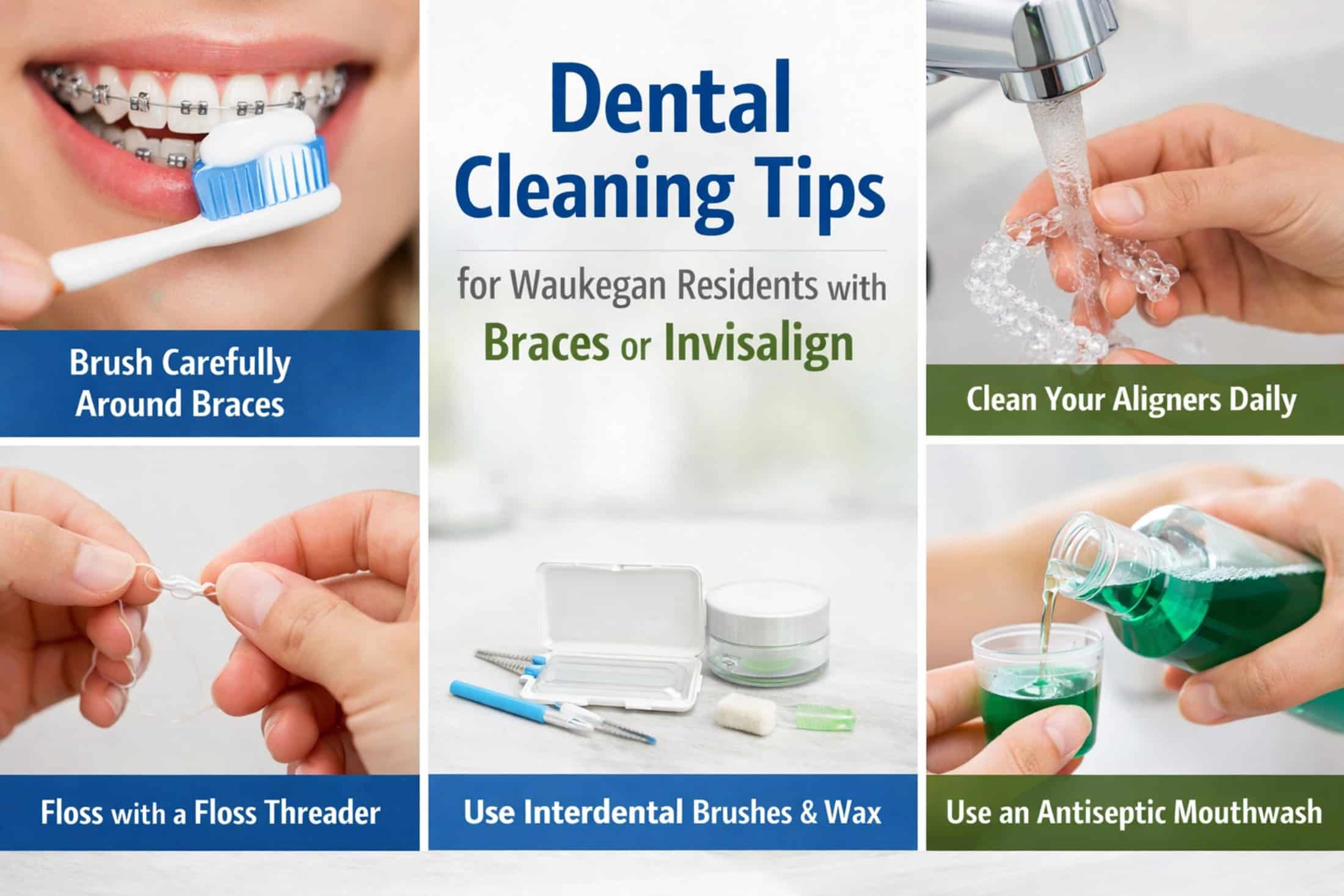 Dental Cleaning Tips for Waukegan Residents with Braces or Invisalign